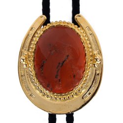 Red Jasper Horseshoe Design Bolo Tie