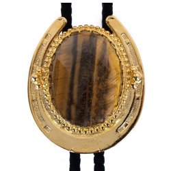 Tiger Eye Horseshoe Design Bolo Tie