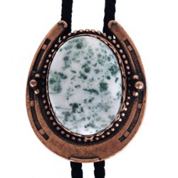 Tree Agate Horseshoe Design Bolo Tie