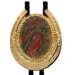 Unakite Horseshoe Design Bolo Tie