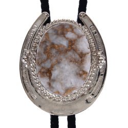 White Calcite Horseshoe Design Bolo Tie