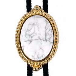 Howlite Premium Beaded Edge Bolo Tie