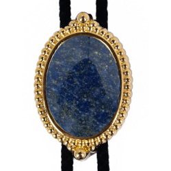 Lapis Lazuli Premium Beaded Edge Bolo Tie