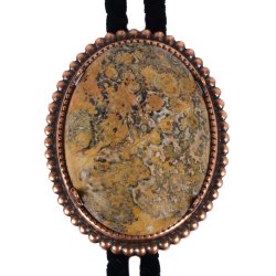 Leopardskin Jasper Beaded Edge Bolo Tie