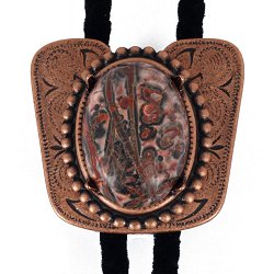 Leopardskin Jasper Classic Cowboy Bolo Tie