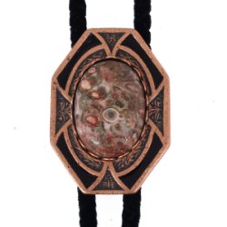 Leopardskin Jasper Bezel Edge Bolo Tie