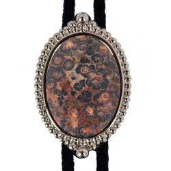 Leopardskin Jasper Premium Beaded Edge Bolo Tie