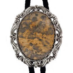 Leopardskin Jasper Antique Scroll Bolo Tie