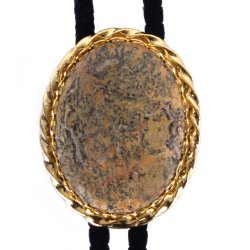 Leopardskin Jasper Twisted Edge Bolo Tie