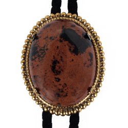 Mahogany Obsidian Beaded Edge Bolo Tie