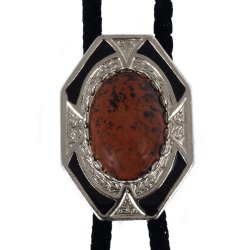 Mahogany Obsidian Bezel Edge Bolo Tie