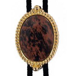 Mahogany Obsidian Premium Beaded Edge Bolo Tie