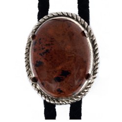 Mahogany Obsidian Rope Edge Bolo Tie