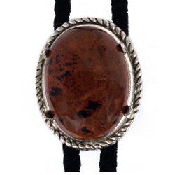 Mahogany Obsidian Rope Edge Bolo Tie