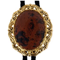 Mahogany Obsidian Antique Scroll Bolo Tie