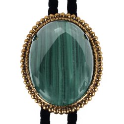 Malachite Beaded Edge Bolo Tie