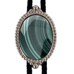 Malachite Premium Beaded Edge Bolo Tie