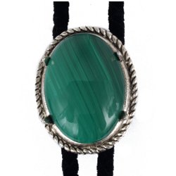 Malachite Rope Edge Bolo Tie