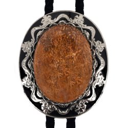 Chrysanthemum Stone Antique Design Bolo Tie