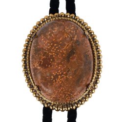 Chrysanthemum Stone Beaded Edge Bolo Tie