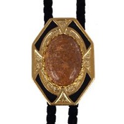 Chrysanthemum Stone Bezel Edge Bolo Tie