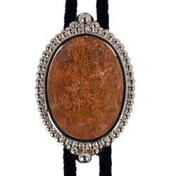 Chrysanthemum Stone Premium Beaded Edge Bolo Tie