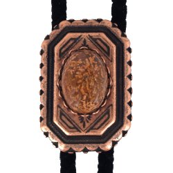 Chrysanthemum Stone Scalloped Edge Bolo Tie