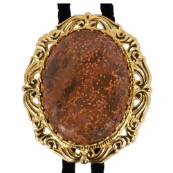 Chrysanthemum Stone Antique Scroll Bolo Tie