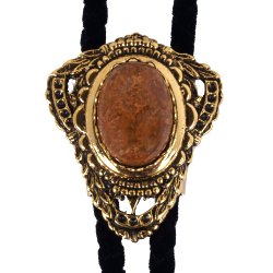 Chrysanthemum Stone Filigree Style Bolo Tie