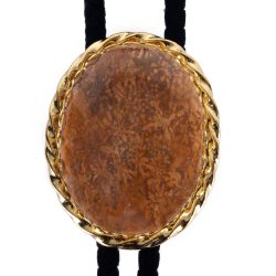 Chrysanthemum Stone Twisted Edge Bolo Tie