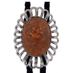 Chrysanthemum Stone Wire Design Bolo Tie