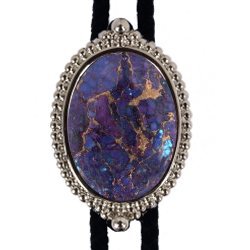 Mojave Purple Turquoise Premium Beaded Edge Bolo Tie