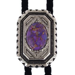 Mojave Purple Turquoise Scalloped Edge Bolo Tie