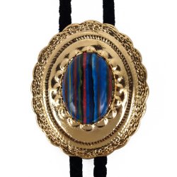 Rainbow Calsilica Concho Style Bolo Tie