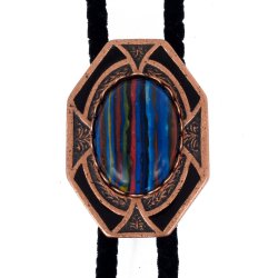 Rainbow Calsilica Bezel Edge Bolo Tie