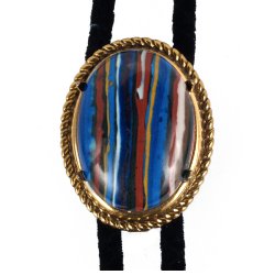 Rainbow Calsilica Rope Edge Bolo Tie