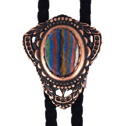 Rainbow Calsilica Filigree Style Bolo Tie