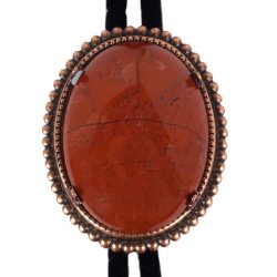 Red Jasper Beaded Edge Bolo Tie