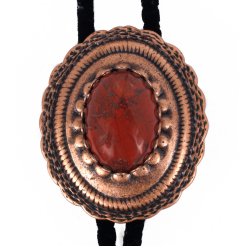 Red Jasper Concho Style Bolo Tie