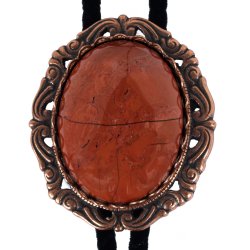 Red Jasper Antique Scroll Bolo Tie