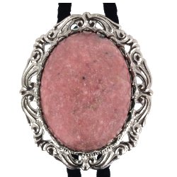 Rhodonite Antique Scroll Bolo Tie