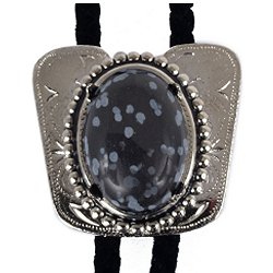 Snowflake Obsidian Classic Cowboy Bolo Tie