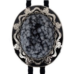 Snowflake Obsidian Antique Design Bolo Tie