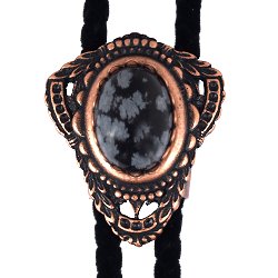 Snowflake Obsidian Filigree Style Bolo Tie