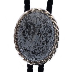 Snowflake Obsidian Twisted Edge Bolo Tie