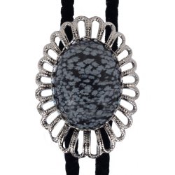 Snowflake Obsidian Wire Design Bolo Tie