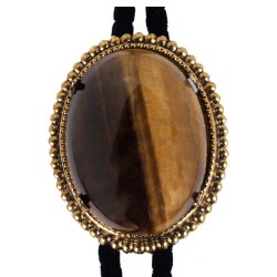 Tiger Eye Beaded Edge Bolo Tie