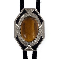 Tiger Eye Bezel Edge Bolo Tie