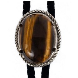 Tiger Eye Rope Edge Bolo Tie