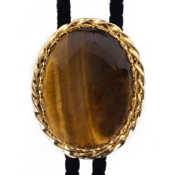 Tiger Eye Twisted Edge Bolo Tie